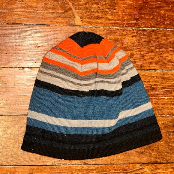 Eddie Bauer Striped Knit Beanie - Orange, Gray, Blue, Black - Picture 2 of 3